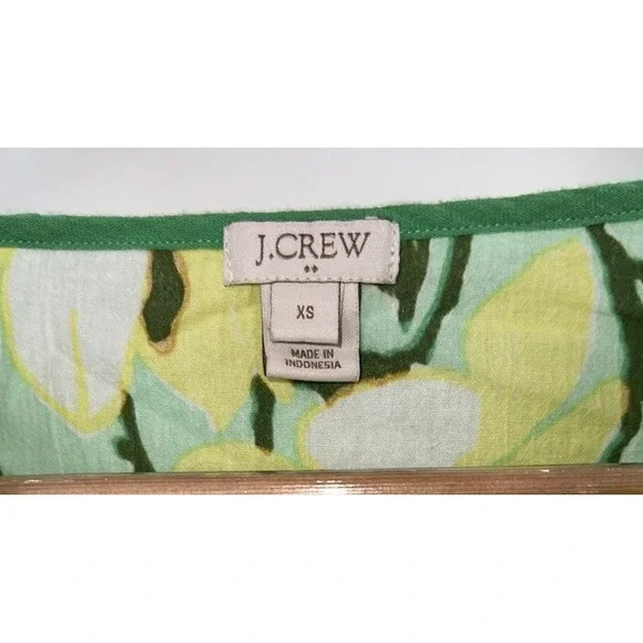 J.Crew Womens XS Swim Cover Up Tunic Dress Yellow Green Floral Print Cotton - Picture 3 of 7
